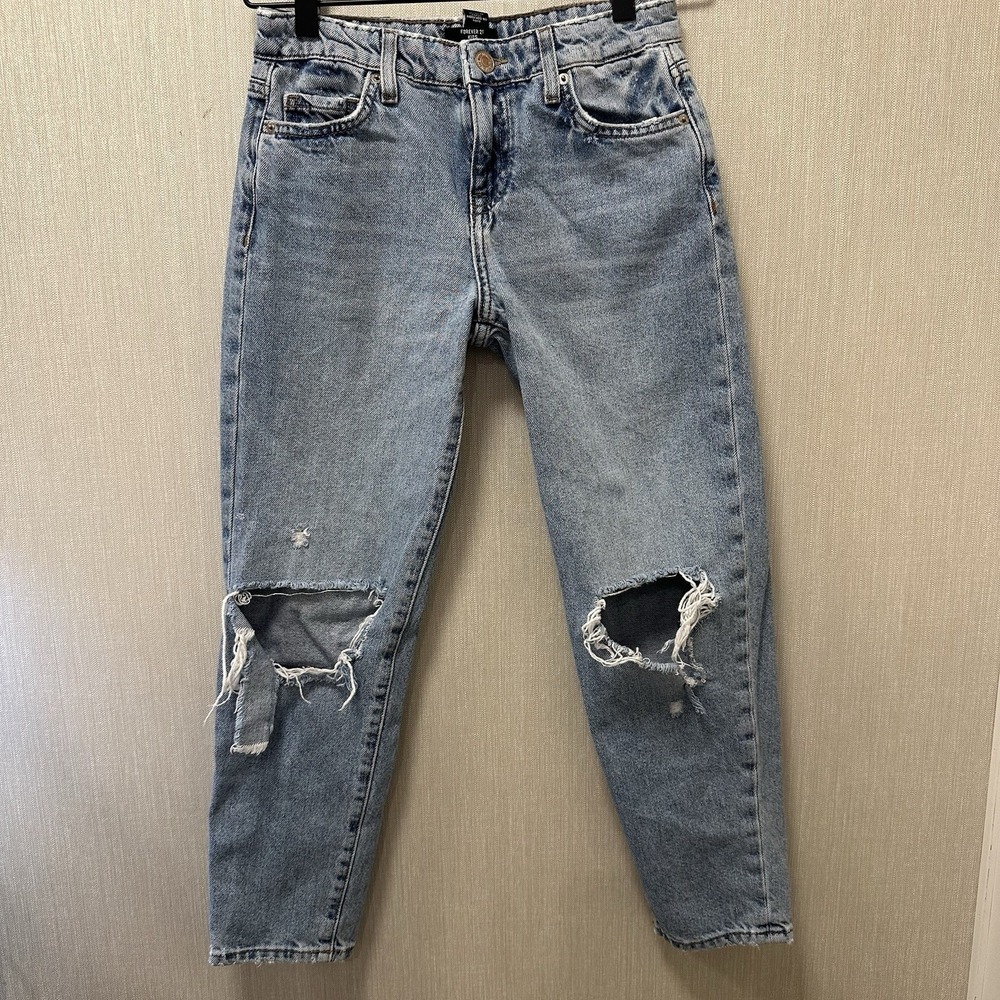 Forever 21 Kids Distressed Denim Cutoff Jeans Size Light Wash 9/10
